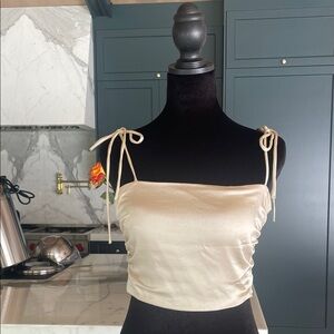 Zara Cream Satin Crop Top